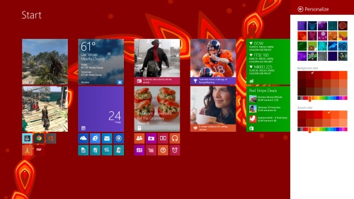 Windows 8.1 Start screen (with Personalize options)